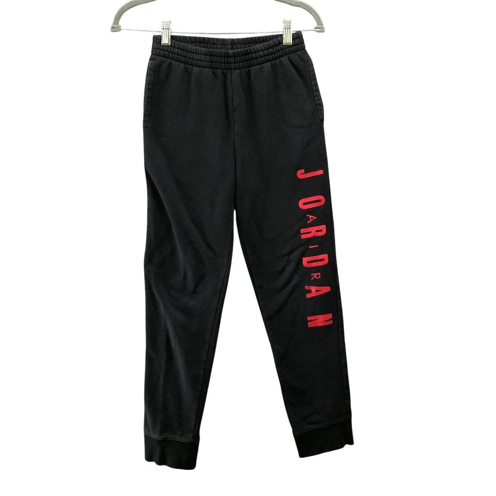 Nike Air Jordan Boys L‎ 12-13 Yrs Jogger Sweatpants Black Red Logo Fleece